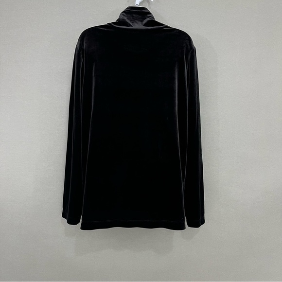 Susan Graver Style Black Velvet Mock Neck Long Sleeve Top - Picture 6 of 11